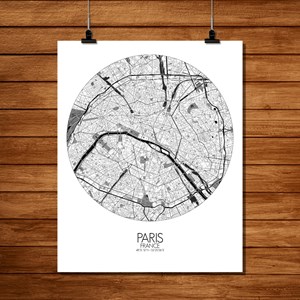 Paris carte ville city map rond