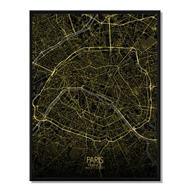 Paris carte ville city map nuit