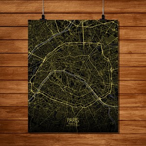 Paris carte ville city map nuit