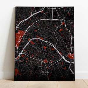 Paris carte ville city map rouge