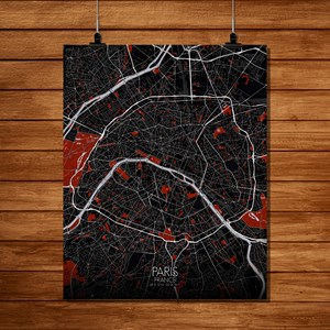 Paris carte ville city map rouge