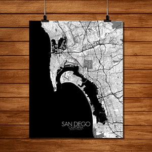 San diego carte ville city map n&b