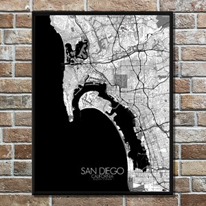 San diego carte ville city map n&b