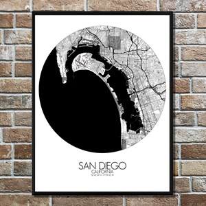 San diego carte ville city map rond