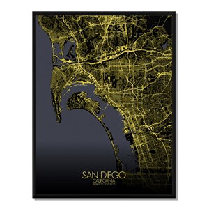 San diego carte ville city map nuit