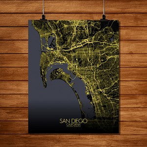 San diego carte ville city map nuit