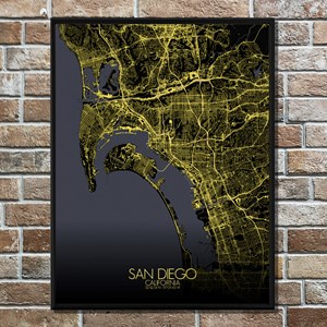 San diego carte ville city map nuit