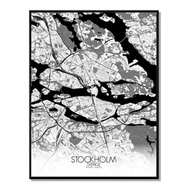 Stockholm carte ville city map n&b