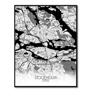 Stockholm carte ville city map n&b