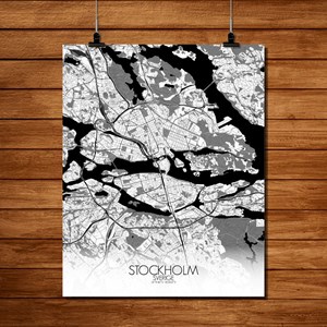 Stockholm carte ville city map n&b