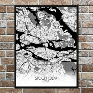 Stockholm carte ville city map n&b