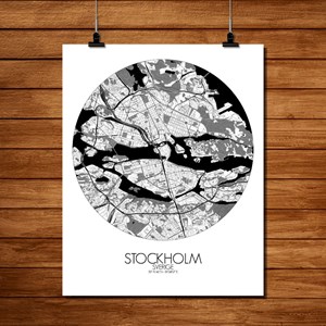 Stockholm carte ville city map rond