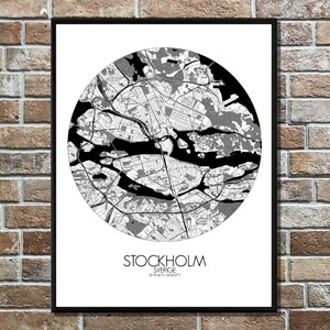 Stockholm carte ville city map rond