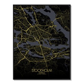 Stockholm carte ville city map nuit