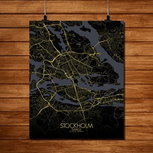 Stockholm carte ville city map nuit