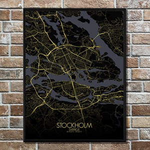 Stockholm carte ville city map nuit