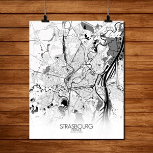 Strasbourg carte ville city map n&b