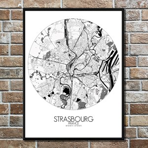 Strasbourg carte ville city map rond