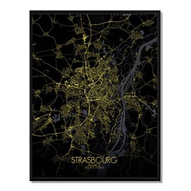 Strasbourg carte ville city map nuit