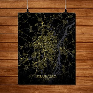 Strasbourg carte ville city map nuit