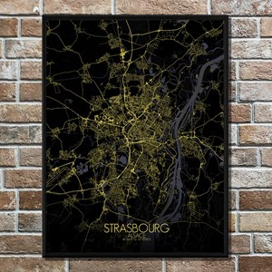 Strasbourg carte ville city map nuit