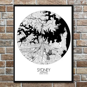 Sydney carte ville city map rond