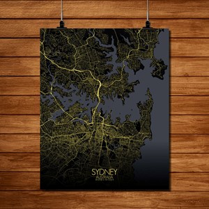 Sydney carte ville city map nuit