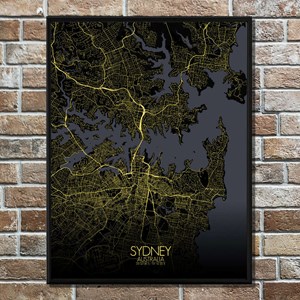 Sydney carte ville city map nuit