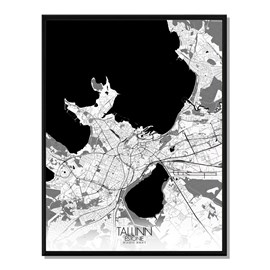 Tallinn  carte ville city map n&b