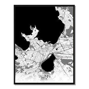 Tallinn  carte ville city map n&b