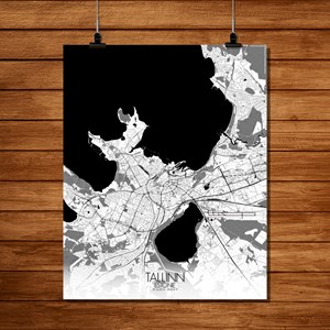 Tallinn  carte ville city map n&b