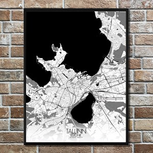 Tallinn  carte ville city map n&b