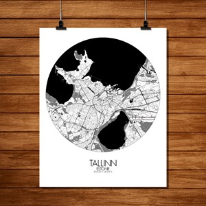Tallinn  carte ville city map rond