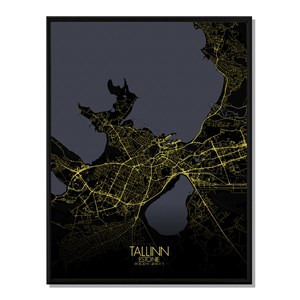 Tallinn  carte ville city map nuit