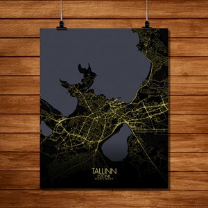 Tallinn carte ville city map nuit