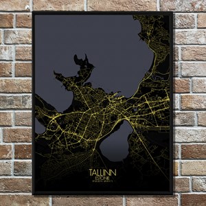 Tallinn carte ville city map nuit