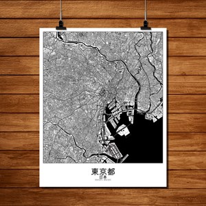 Tokyo carte ville city map n&b