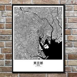 Tokyo carte ville city map n&b