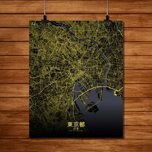 Tokyo carte ville city map nuit