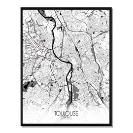 Toulouse carte ville city map n&b