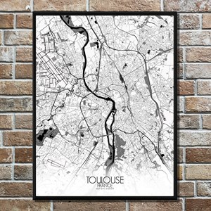 Toulouse carte ville city map n&b