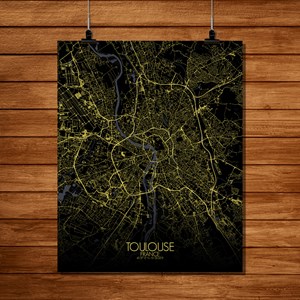 Toulouse carte ville city map nuit