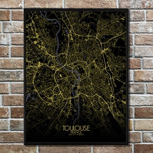 Toulouse carte ville city map nuit