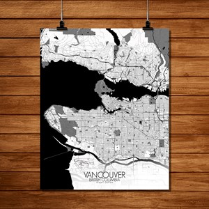 Vancouver carte ville city map n&b