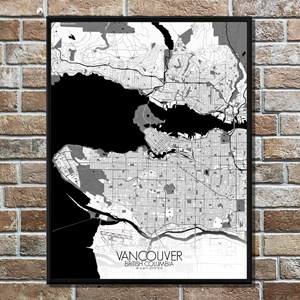 Vancouver carte ville city map n&b