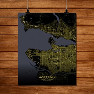 Vancouver carte ville city map nuit