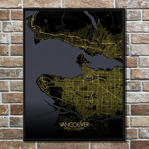 Vancouver carte ville city map nuit