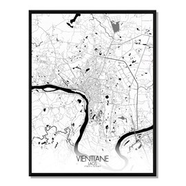 Vientiane carte ville city map n&b