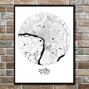Vientiane carte ville city map rond