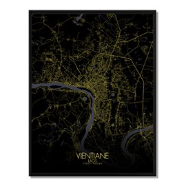 Vientiane carte ville city map nuit